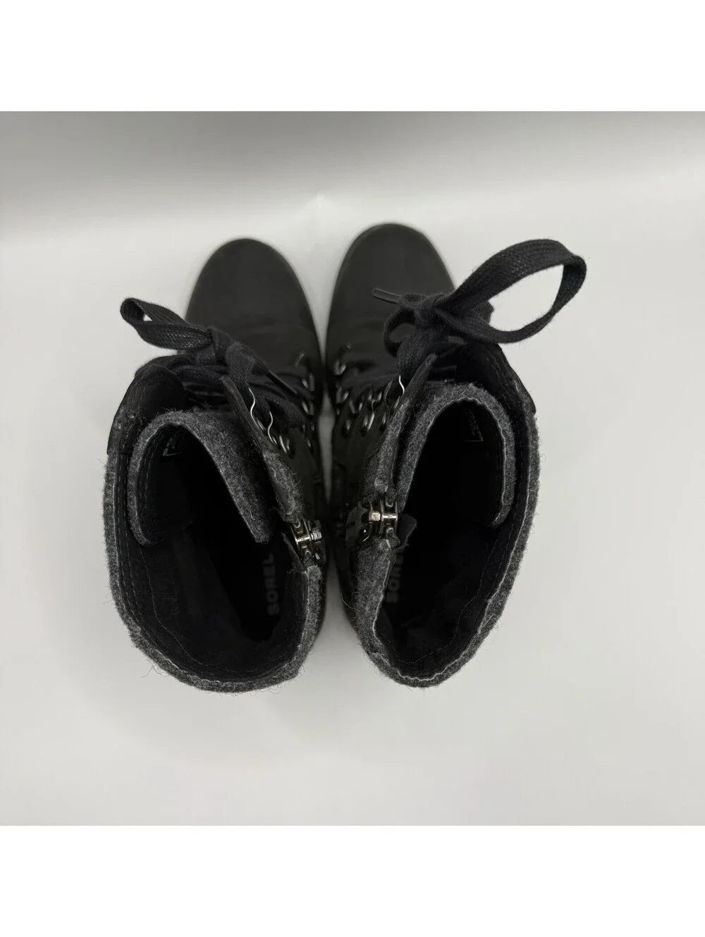 Sorel Women's Major Carly Leather Boot Black & Gray Lace-Up Size 6
